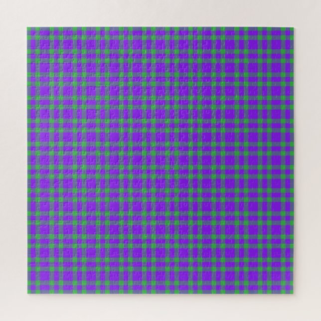 Quebra-cabeça Padrão Xadrez Verde Roxo (Vertical)