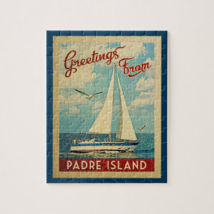 Quebra-cabeça Padre Island Sailboat Viagens vintage Texas
