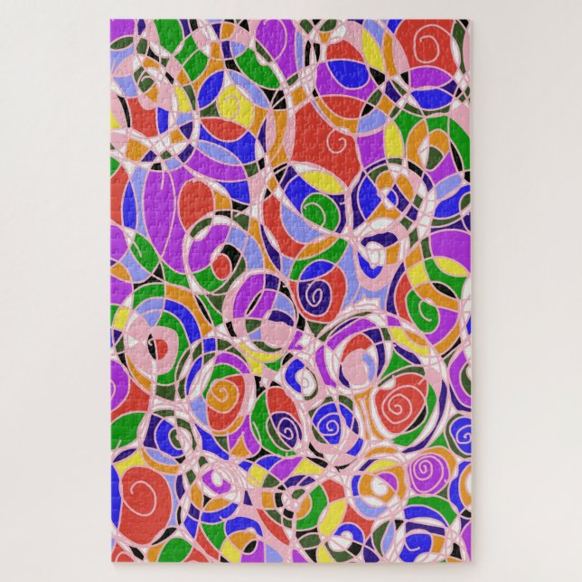 Quebra-cabeça Padrões Abstratos Giratórios Pastel (Vertical)