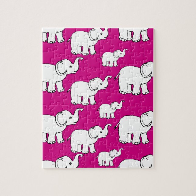 Quebra-cabeça Padrões de desenho de elefante, cor-de-rosa, para  (Vertical)
