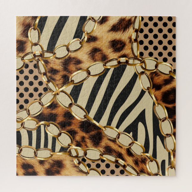 Quebra-cabeça Padrões de Impressão de Animais Leopardo Sem Costu (Vertical)