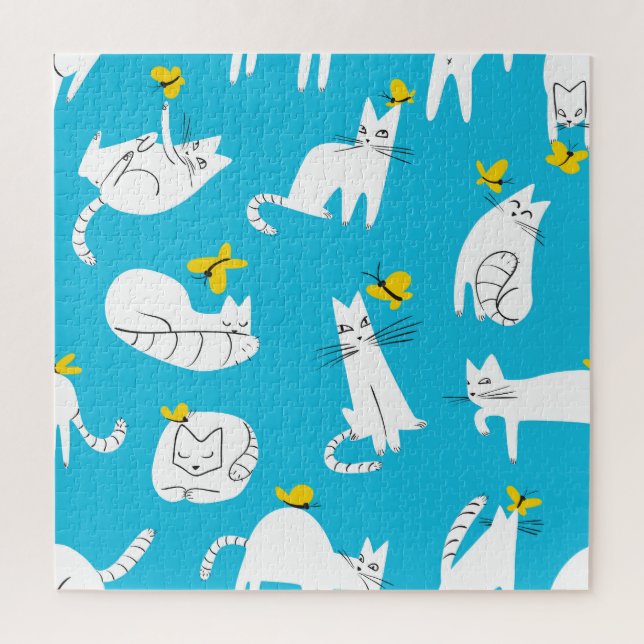 Quebra-cabeça Padrões para gatos e borboletas lúcidos (Vertical)