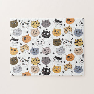 Quebra-cabeça Padrões para gatos e pata engraçados coloridos