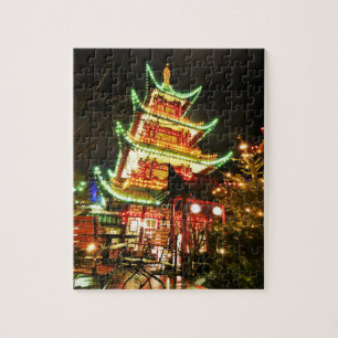 Quebra-cabeça Pagode chinês na noite