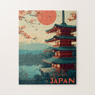 Quebra-cabeça Pagode Japão Monte Fuji vintage