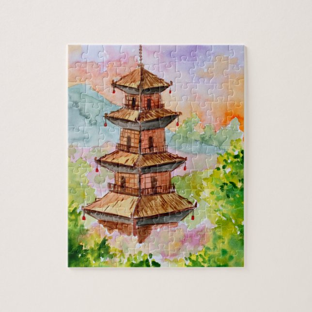 Quebra-cabeça Pagode Japonesa na Primavera (Vertical)