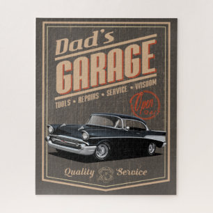 Quebra-cabeça Pai 1957 Black Chevy Garage