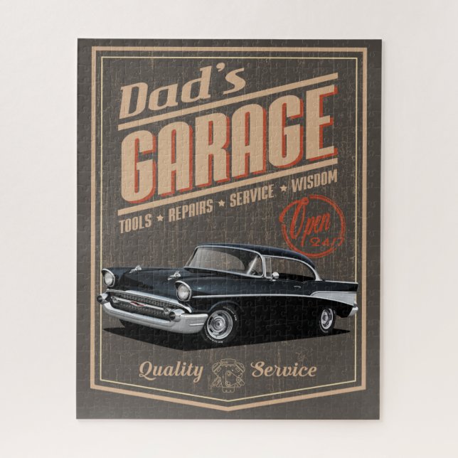 Quebra-cabeça Pai 1957 Black Chevy Garage (Vertical)