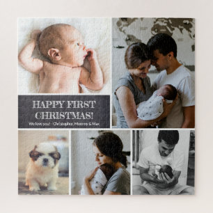 Quebra-cabeça Pai de Colagem de Fotos Personalizada Feliz Primei