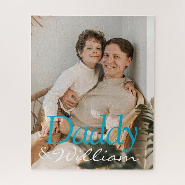 Quebra-cabeça Pai de Fotografia Personalizado Moderno e Nome do  (Vertical)