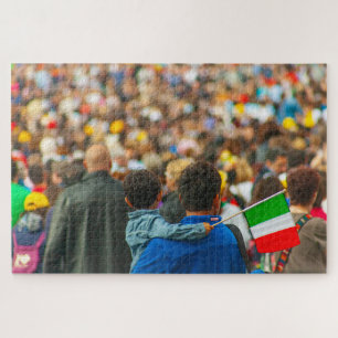 Quebra-cabeça Pai e filho com bandeira italiana, Roma, Itália