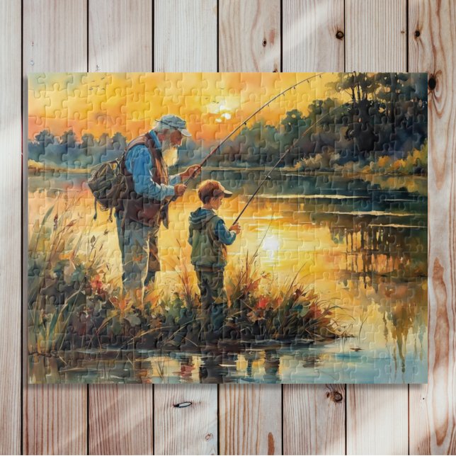 Quebra-cabeça Pai e filho pescando (Criador carregado)