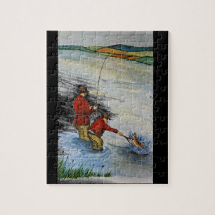 Quebra-cabeça Pai e filho, viagem de pesca de serra quebra-cabe