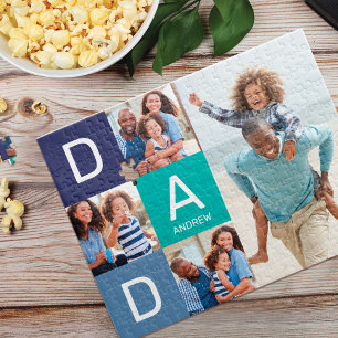 Quebra-cabeça Pai Feliz, Colagem de Fotografias Familiares