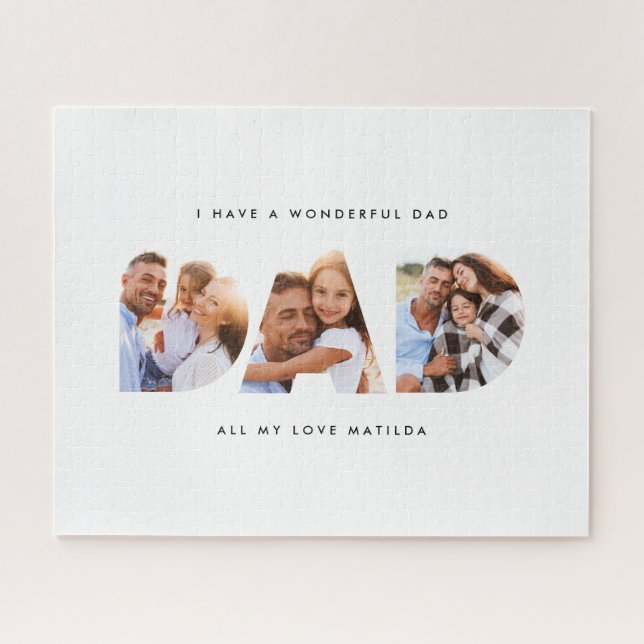 Quebra-cabeça Pai foto moderna tipografia (Horizontal)