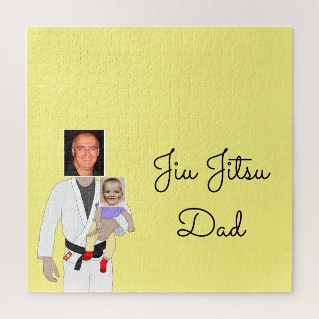 Quebra-cabeça Pai Jiu Jitsu Fotos personalizadas e Texto manuscr (Vertical)