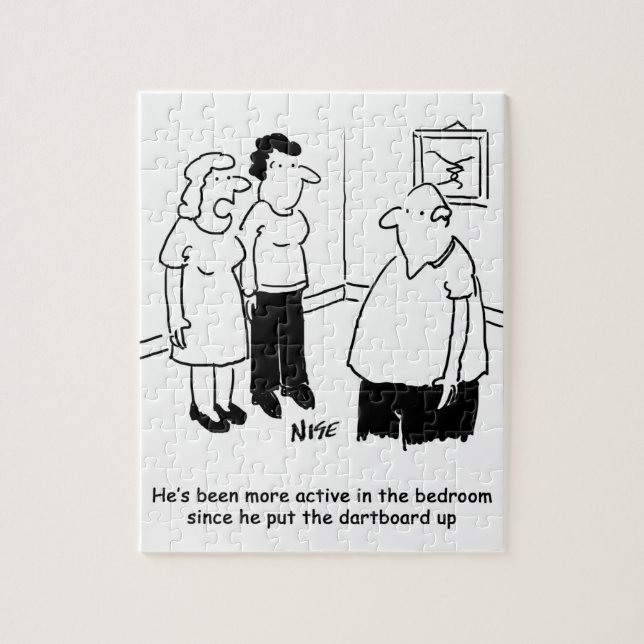 Quebra-cabeça Painel de dardos no quarto. Cartoon engraçado (Vertical)