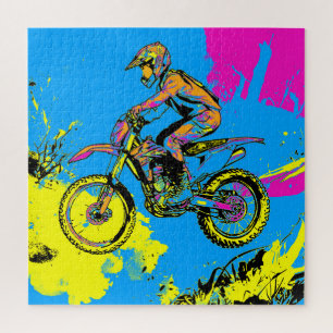 Quebra-cabeça Paint Splatter - Cavaleiro Motocross