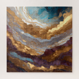 Quebra-cabeça Paisagem Abstrato de Aquarela Dourada