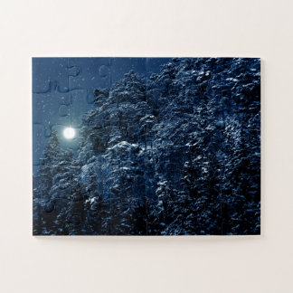 Quebra-cabeça Paisagem bonita do inverno com árvores cobertos de