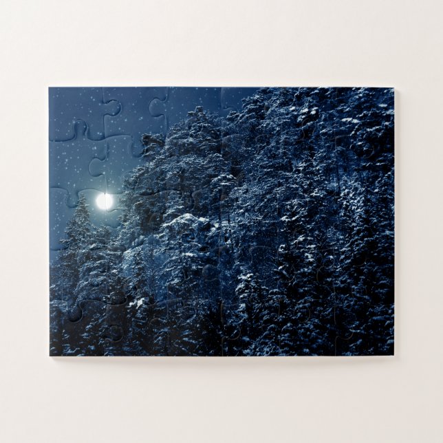 Quebra-cabeça Paisagem bonita do inverno com árvores cobertos de (Horizontal)