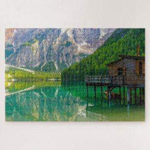 Quebra-cabeça Paisagem bonita do Lago Braies, Itália