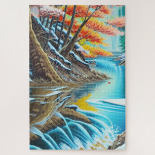Quebra-cabeça Paisagem Canadiana com Óleo de Pintura