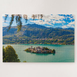 Quebra-cabeça Paisagem cêntrica da ilha de San Giulio, Itália