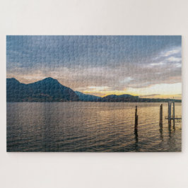 Quebra-cabeça Paisagem cêntrica do lago Maggiore ao pôr do sol,
