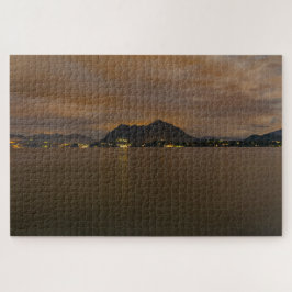 Quebra-cabeça Paisagem cêntrica noturna do duro do lago Maggiore