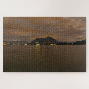 Quebra-cabeça Paisagem cêntrica noturna do duro Lago Maggiore I