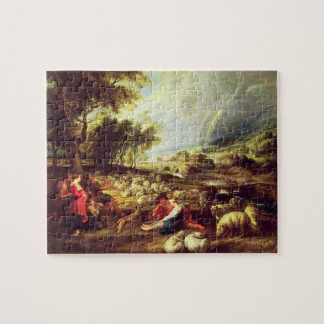 Quebra-cabeça Paisagem com arco-íris (óleo em canvas) (Horizontal)