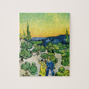 Quebra-cabeça Paisagem com Casal Caminhando de Vincent van Gogh