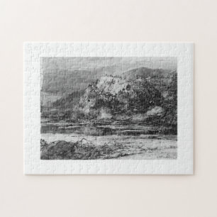 Quebra-cabeça Paisagem com Colinas Rocky e Stream 1890 William