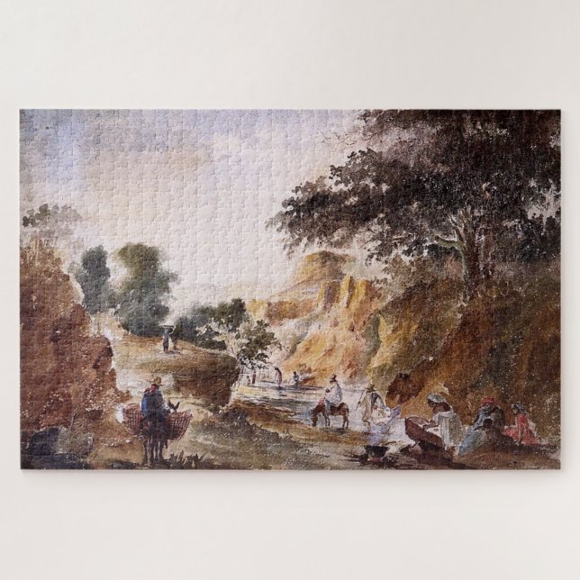 Quebra-cabeça Paisagem com Figuras junto a um Rio 1853–1854 - C. (Horizontal)