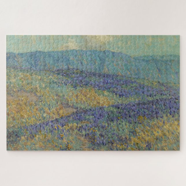 Quebra-cabeça Paisagem com Flores Azuis (por Granville Redmond) (Horizontal)