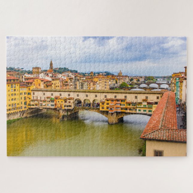 Quebra-cabeça Paisagem com Ponte Vecchio, Florença, Itália (Horizontal)