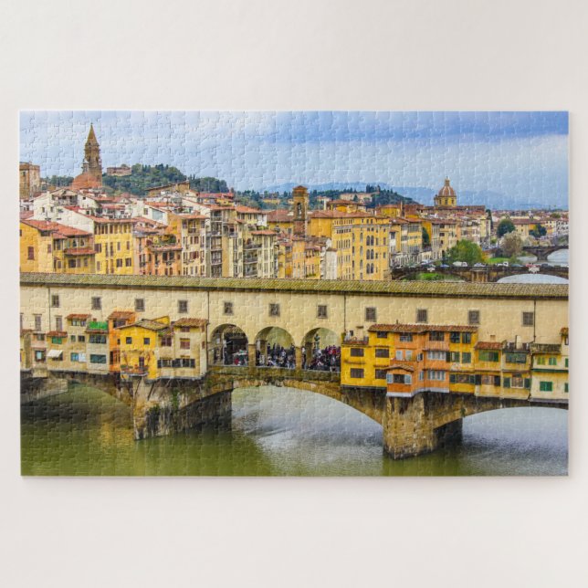 Quebra-cabeça Paisagem com Ponte Vecchio, Florença, Itália (Horizontal)