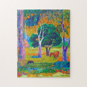 Quebra-cabeça Paisagem com Porco e Cavalo, Gauguin
