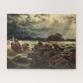 Quebra-cabeça Paisagem Costeira com Navios no Horizonte