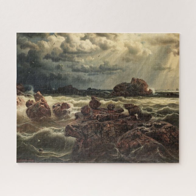 Quebra-cabeça Paisagem Costeira com Navios no Horizonte (Horizontal)