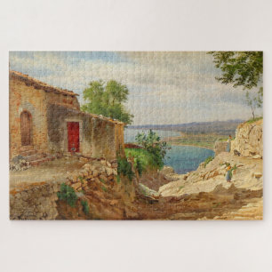Quebra-cabeça Paisagem Costeira de Taormina na Sicília Carl Aaga