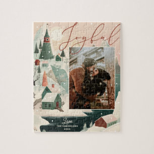 Quebra-cabeça Paisagem da montanha de inverno feliz