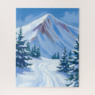 Quebra-cabeça Paisagem da Natureza da Neve em Aquarela da Montan