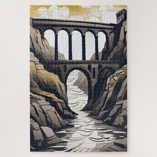 Quebra-cabeça paisagem da ponte de viaduct (Vertical)