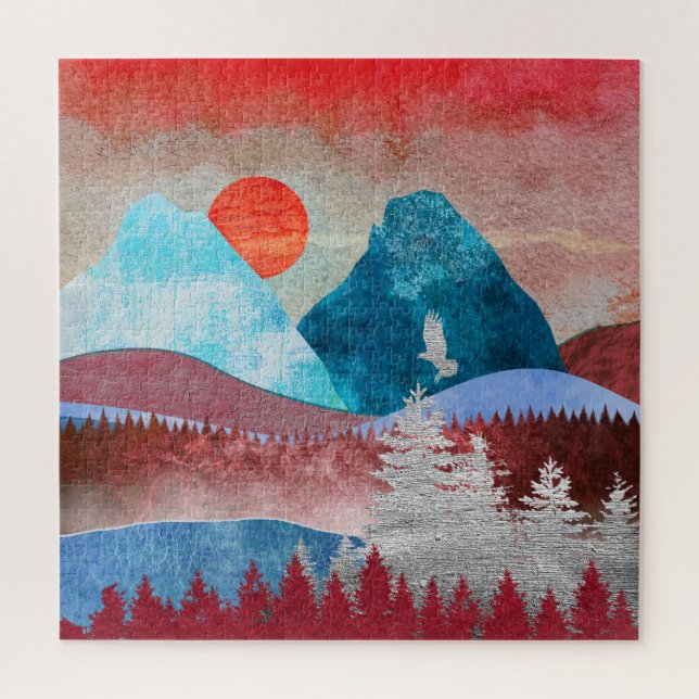 Quebra-cabeça Paisagem de Águia Prateada (Vertical)