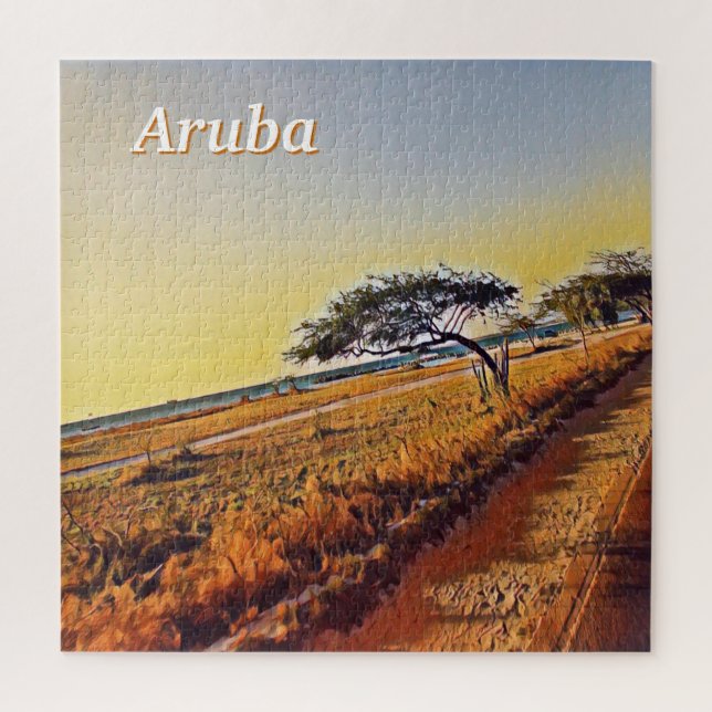 Quebra-cabeça Paisagem de Aruba com Árvores Divi (Vertical)