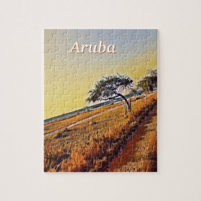 Quebra-cabeça Paisagem de Aruba com Árvores Divi (Vertical)