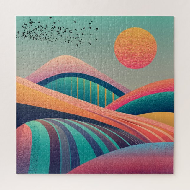 Quebra-cabeça Paisagem de Colinas do Caleidoscópio (Vertical)