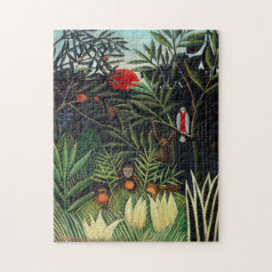 Quebra-cabeça Paisagem de Henri Rousseau com Ga Botânica Macaco